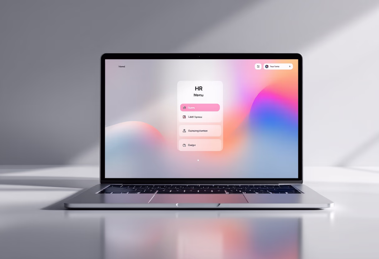[sleek hr software interface on laptop]
