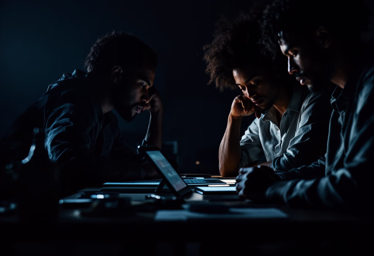 image of team brainstorming session (for a graphic design studio)