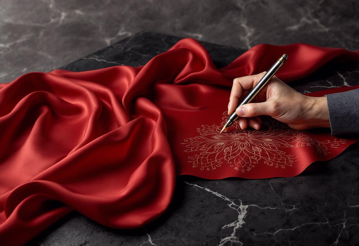 image of tailor drafting patterns