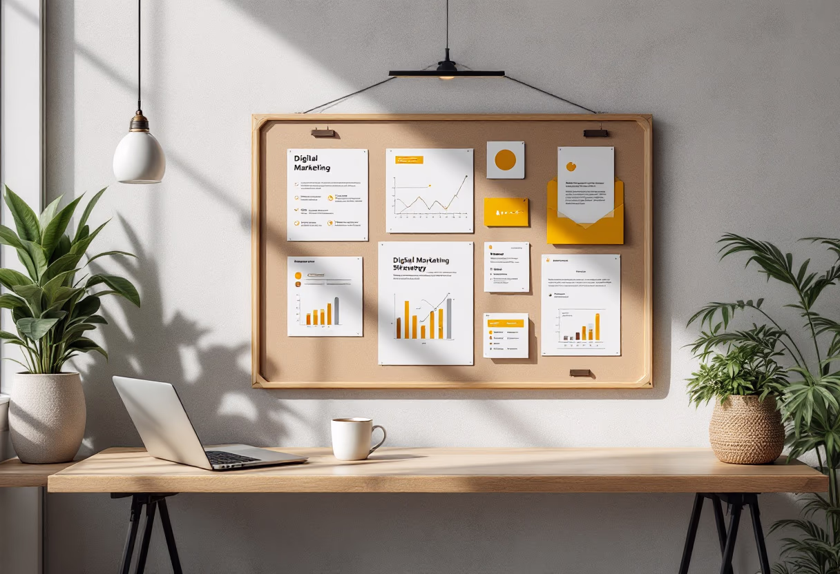 <subject>image of a digital marketing strategy board (for a social media and communication)</subject>