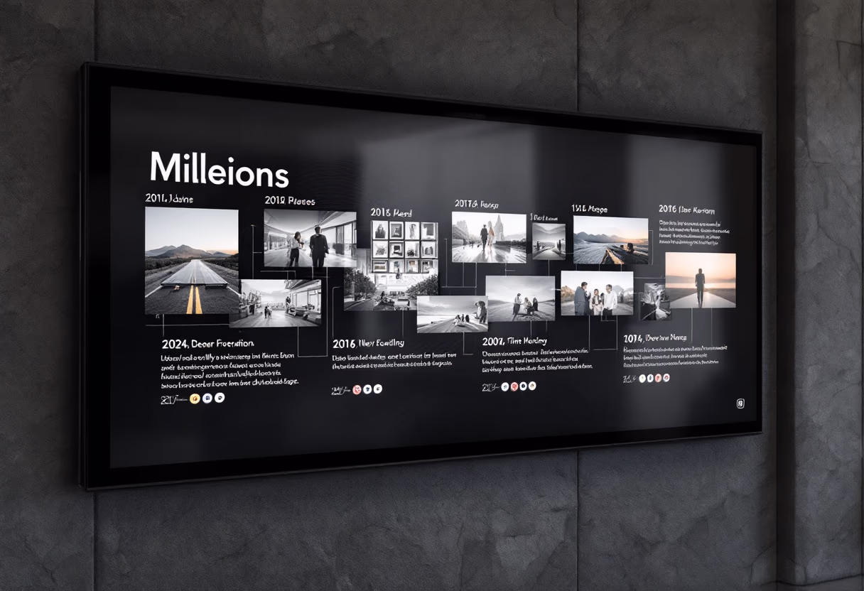 image of company milestones in a timeline format (for a edtech)