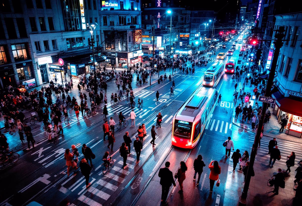 image of a busy downtown area (for a mobility and transportation)