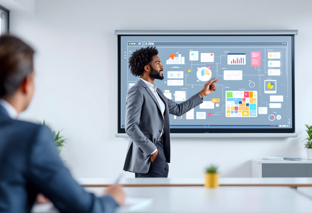 image of teacher using a smartboard (for a edtech)