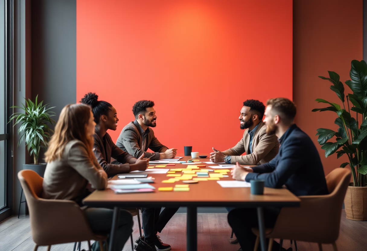 image of brainstorming session with sticky notes (for a b2b saas)