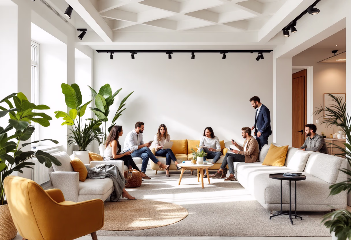 image of a bustling office environment (for a social media and communication)