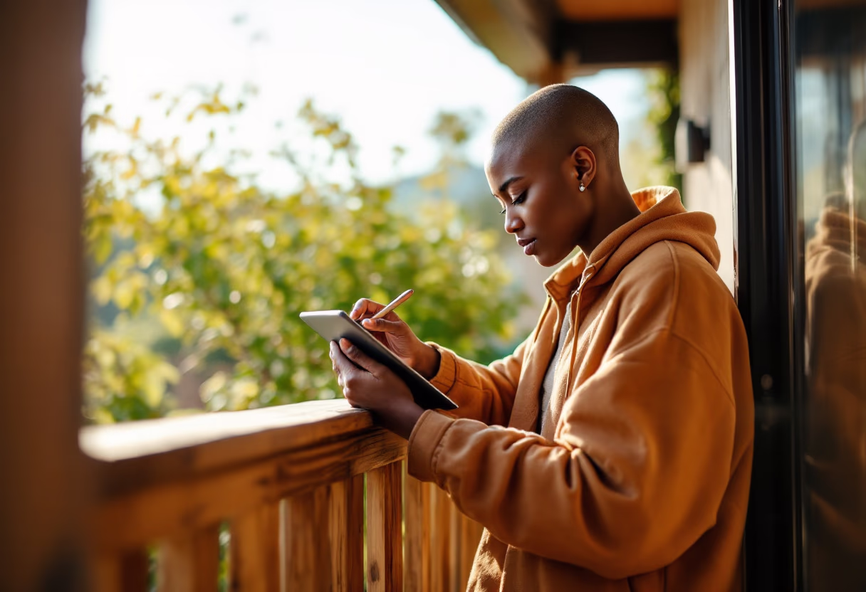 image of person using a device (for d2c electronics brand)