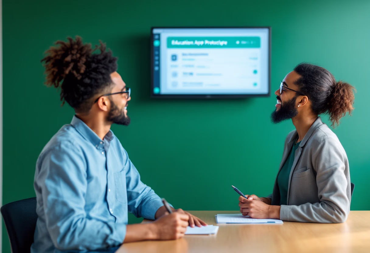 image of founders with a shared moment (for a edtech)