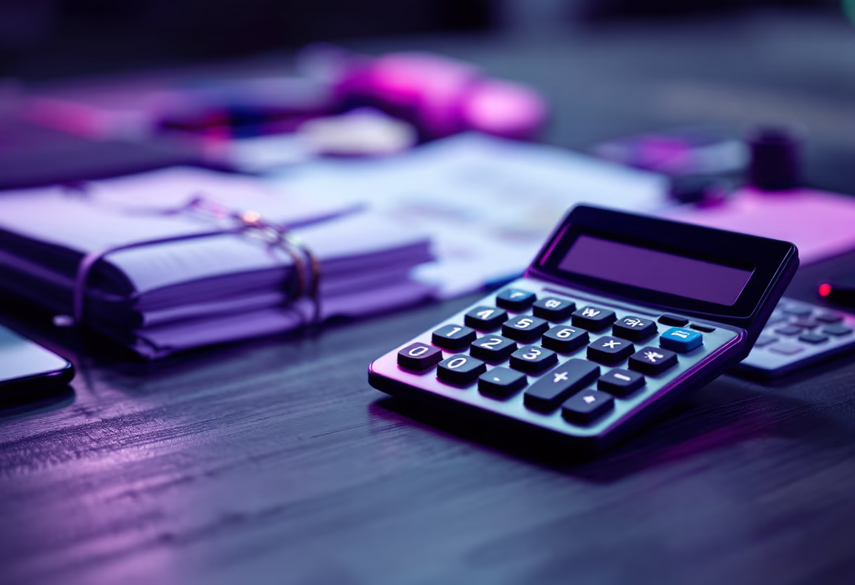 background image of calculator on desk (for a financial advisor)