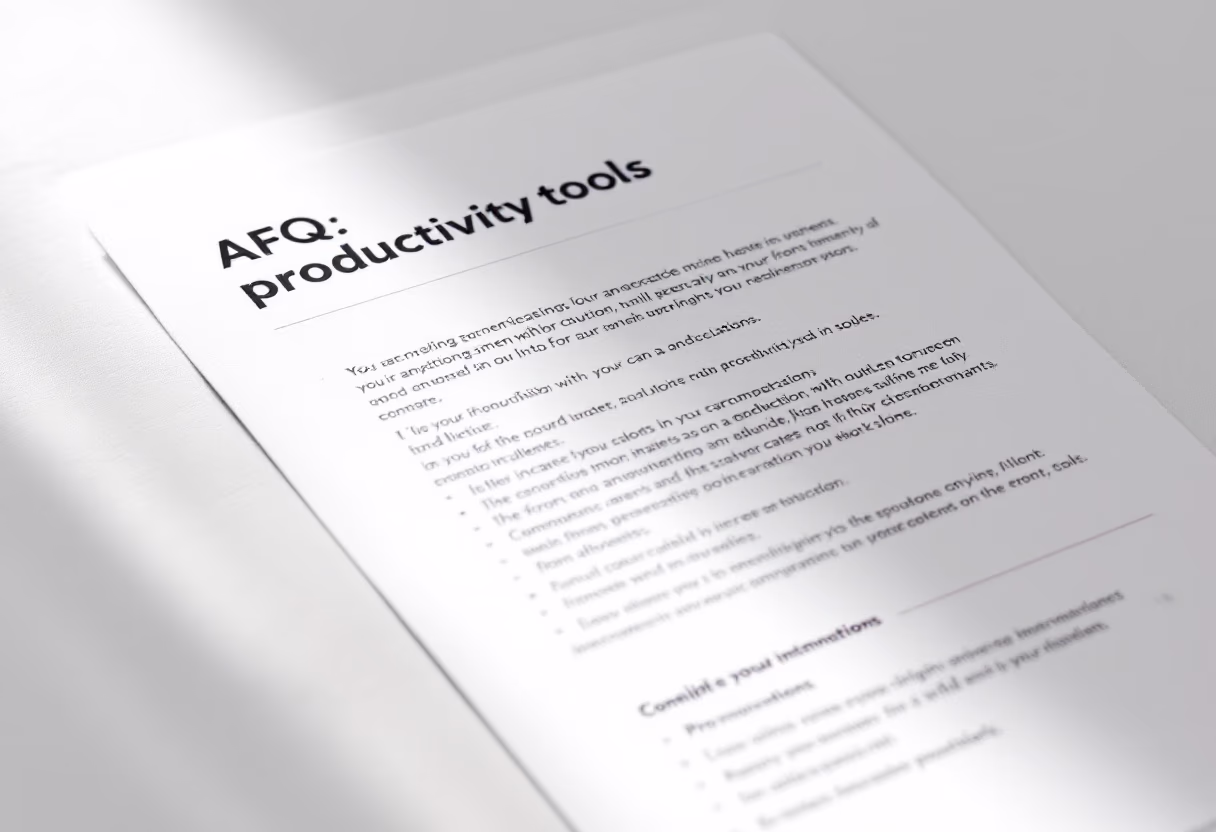 image of a document with faqs (for a productivity tools business)