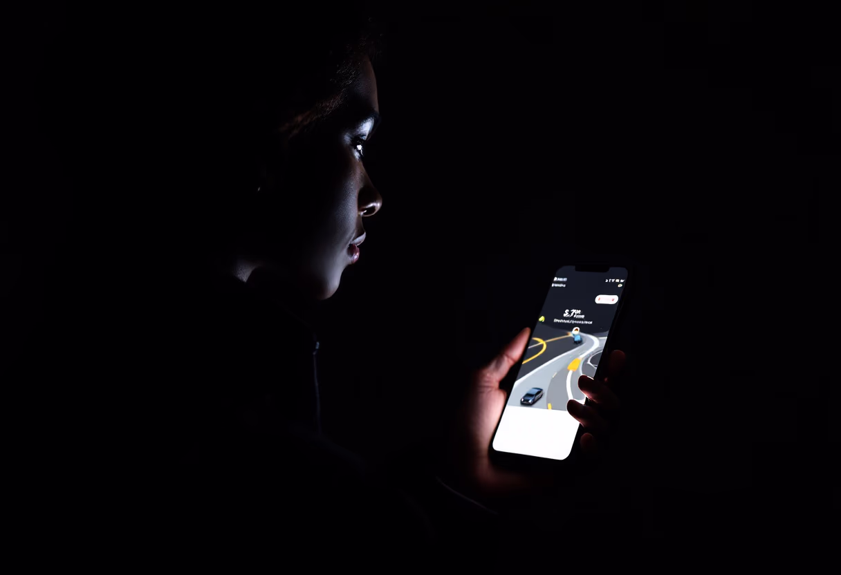 image of a commuter using a transportation app