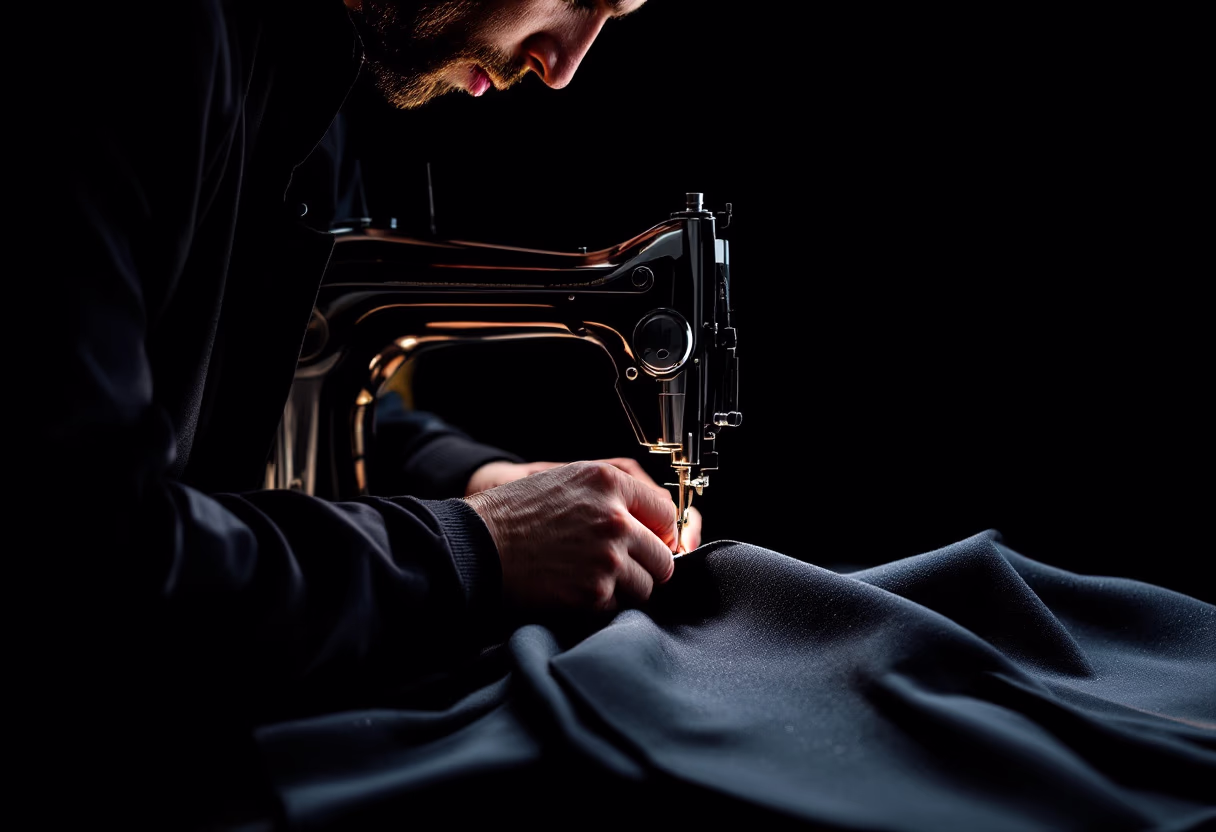 image of a tailor working on a sewing machine