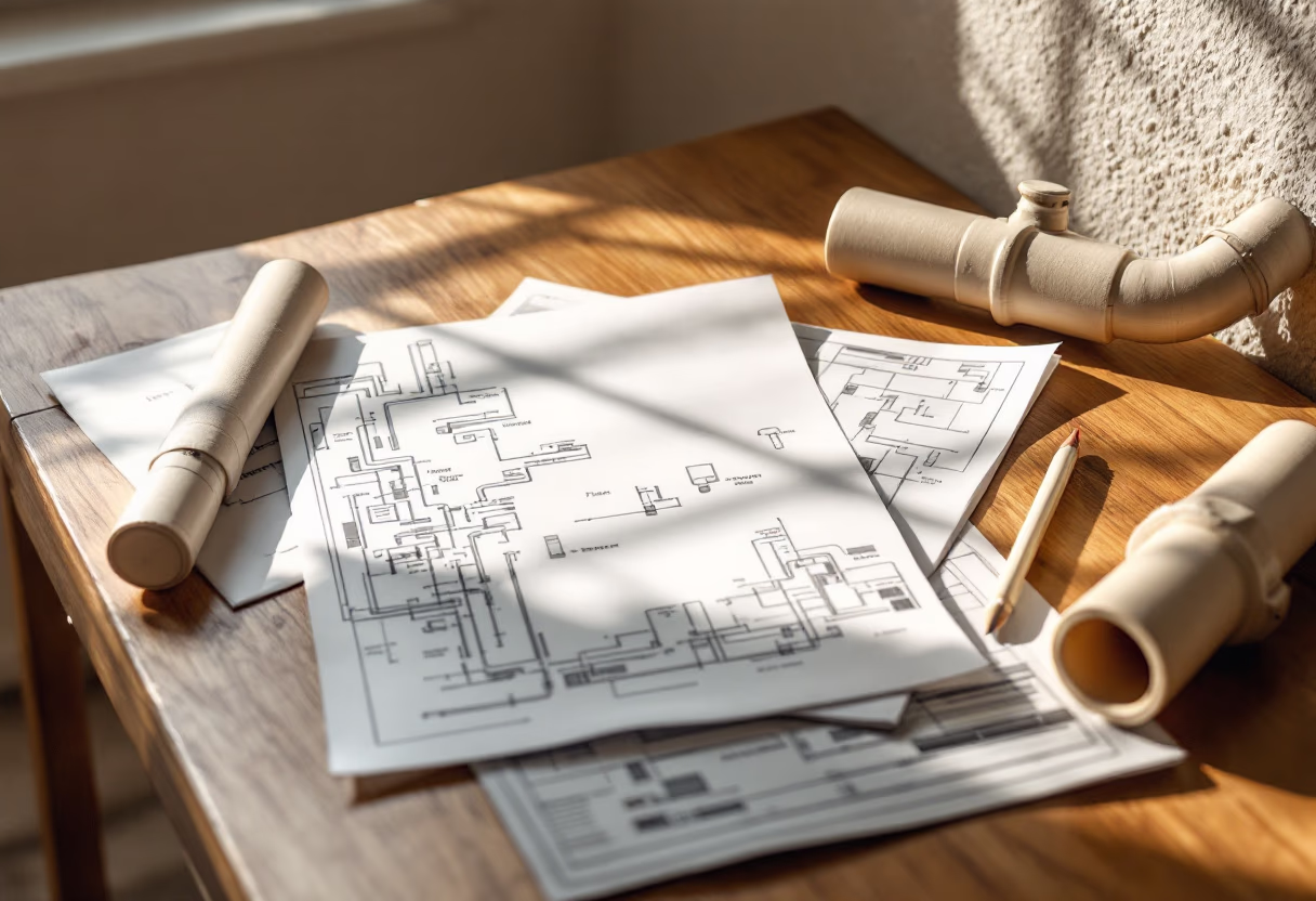 [background image] image of plumbing blueprints