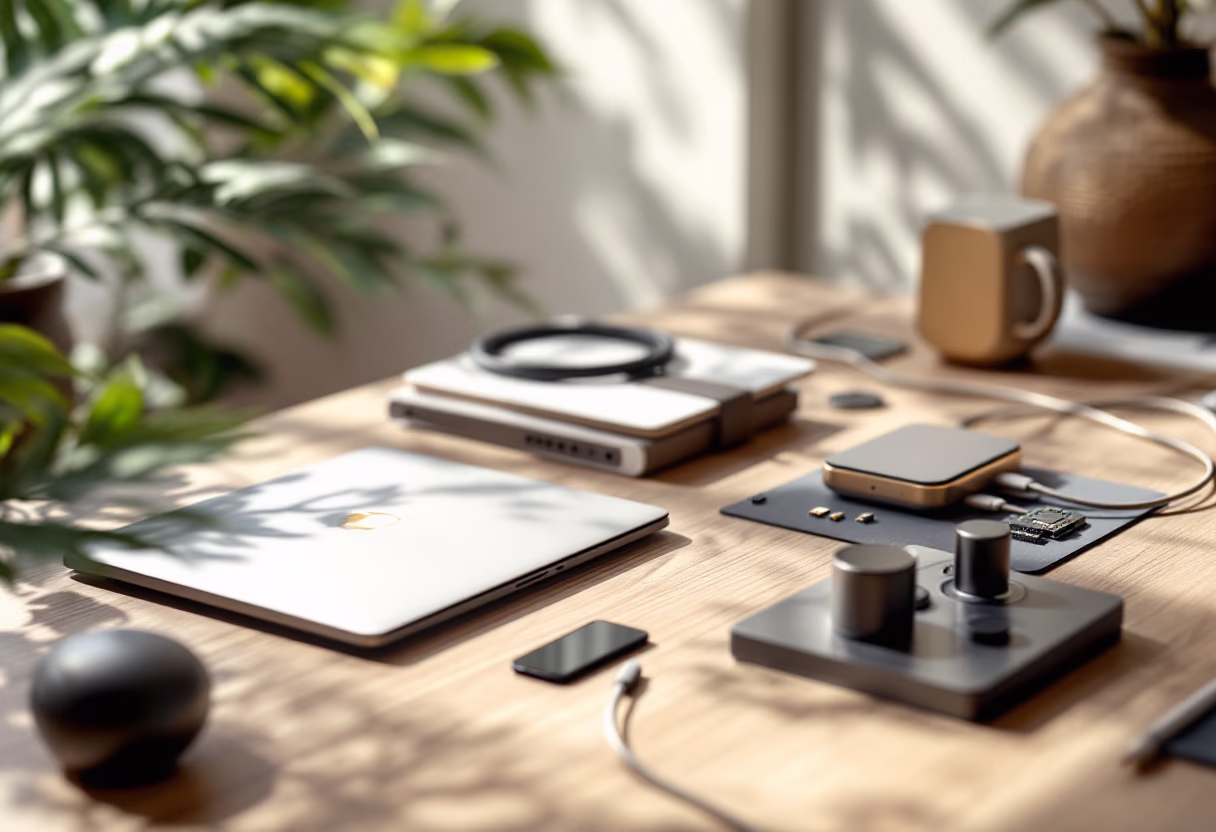 [background image] image of a desk with tech gadgets (for a ai developer tools)