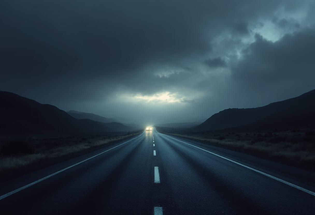 [background image] image of highway at dawn (for a trucking company).