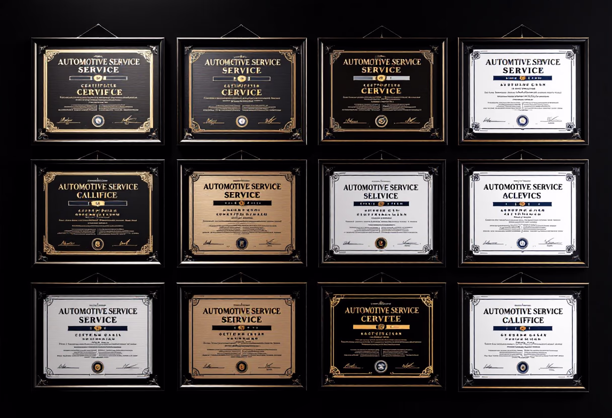 image of awards and certifications displayed (for a automotive service)