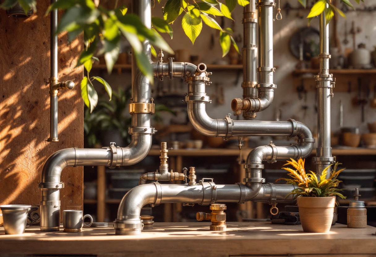 [background image] image of pipes and fittings (for a plumbing service)