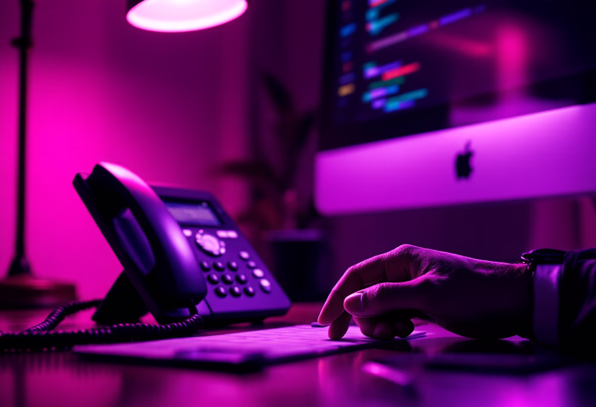 image of telephone and computer on desk