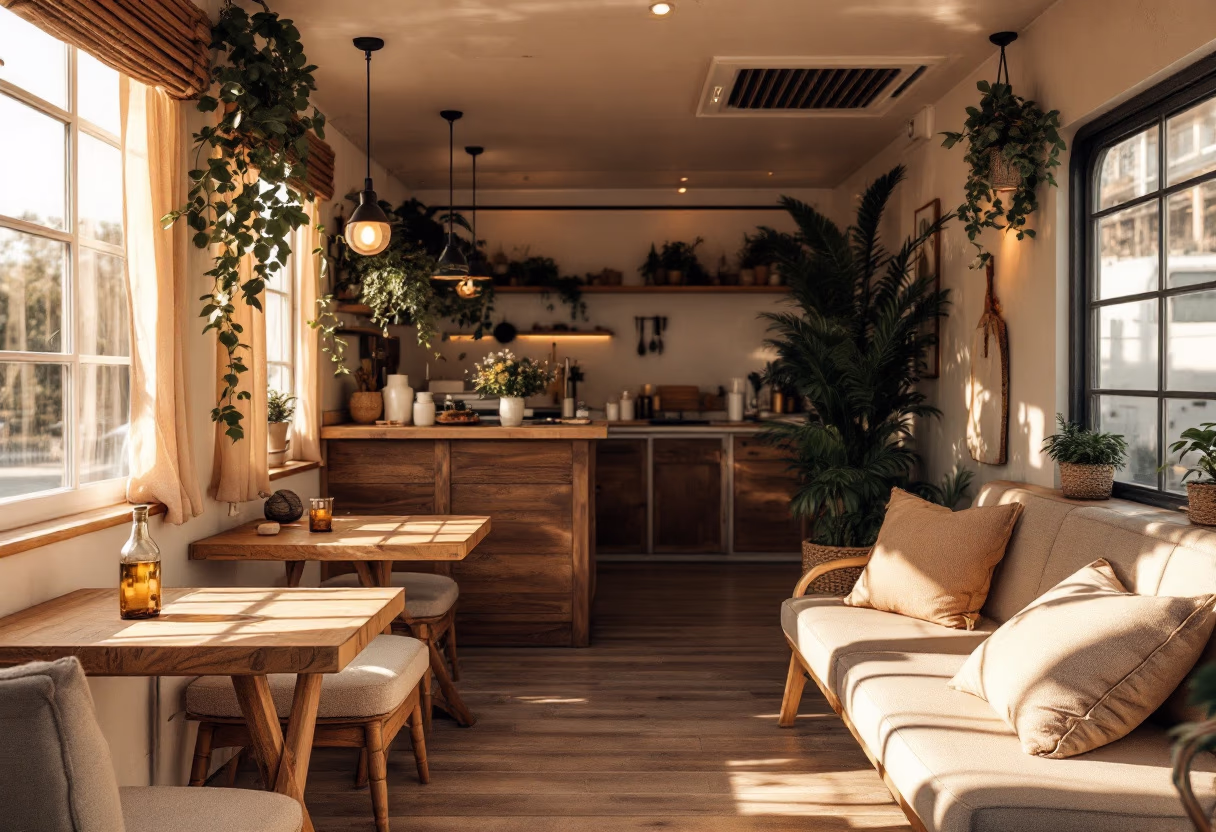 [background image] image of an outdoor eating area (for a food truck)