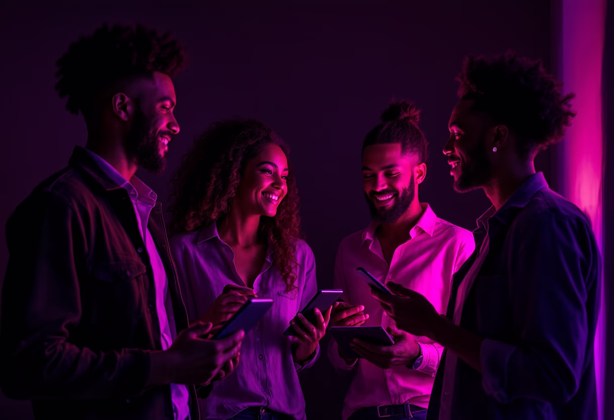 image of people interacting with devices at a tech conference