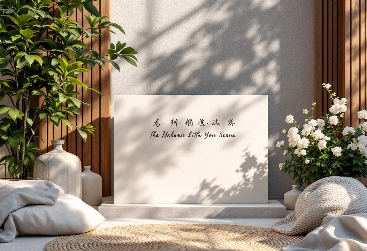 image of a memorial stone in a tranquil garden