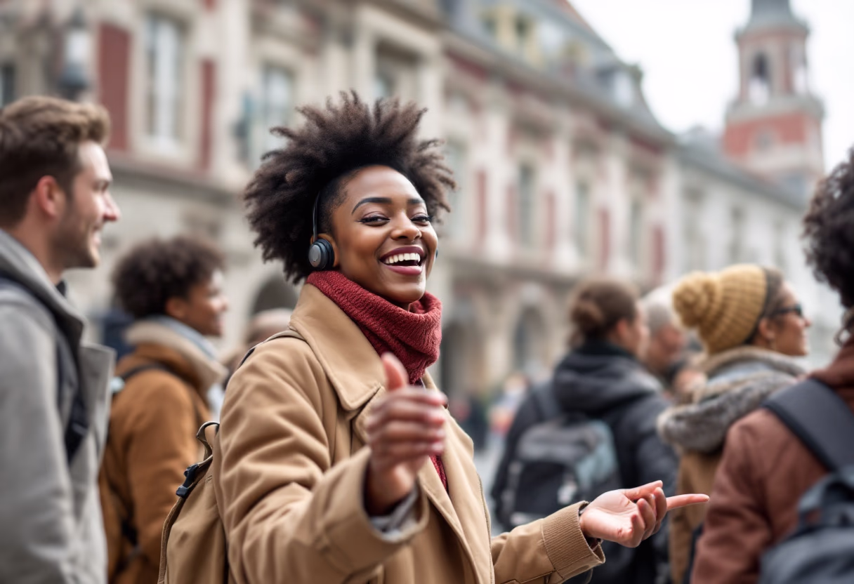 image of a travel guide in action