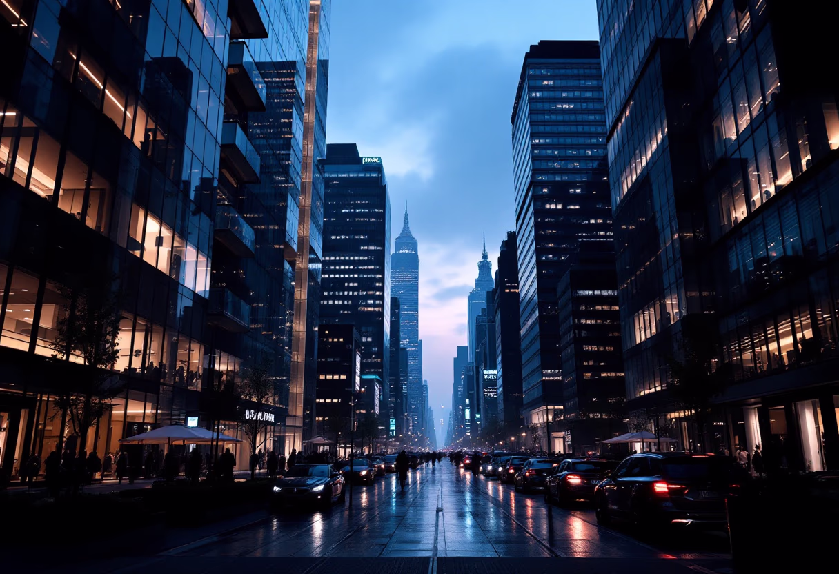 background image of cityscape, office building exterior (for a financial advisor)