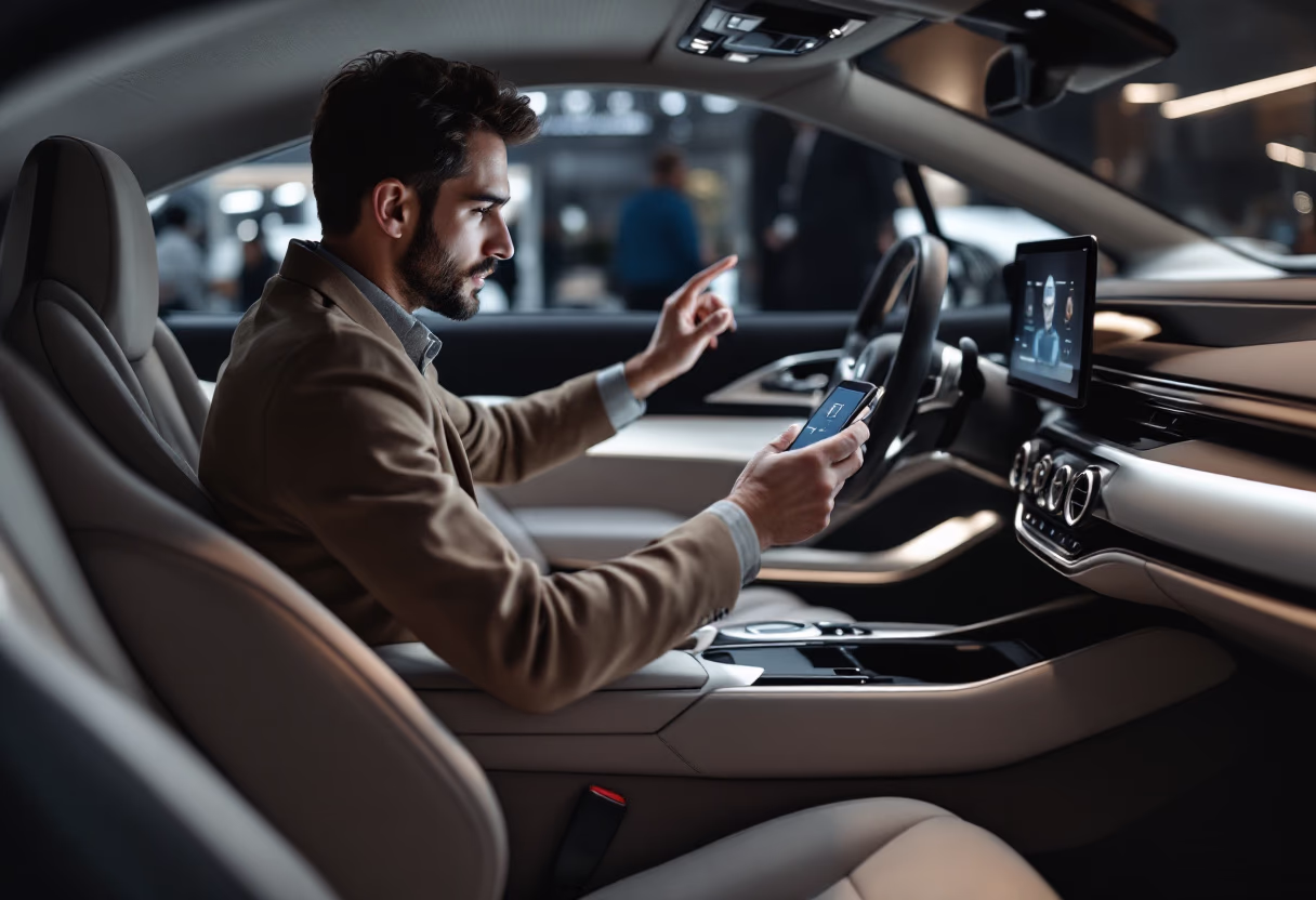 image of augmented reality service demonstration in a luxury automobile show