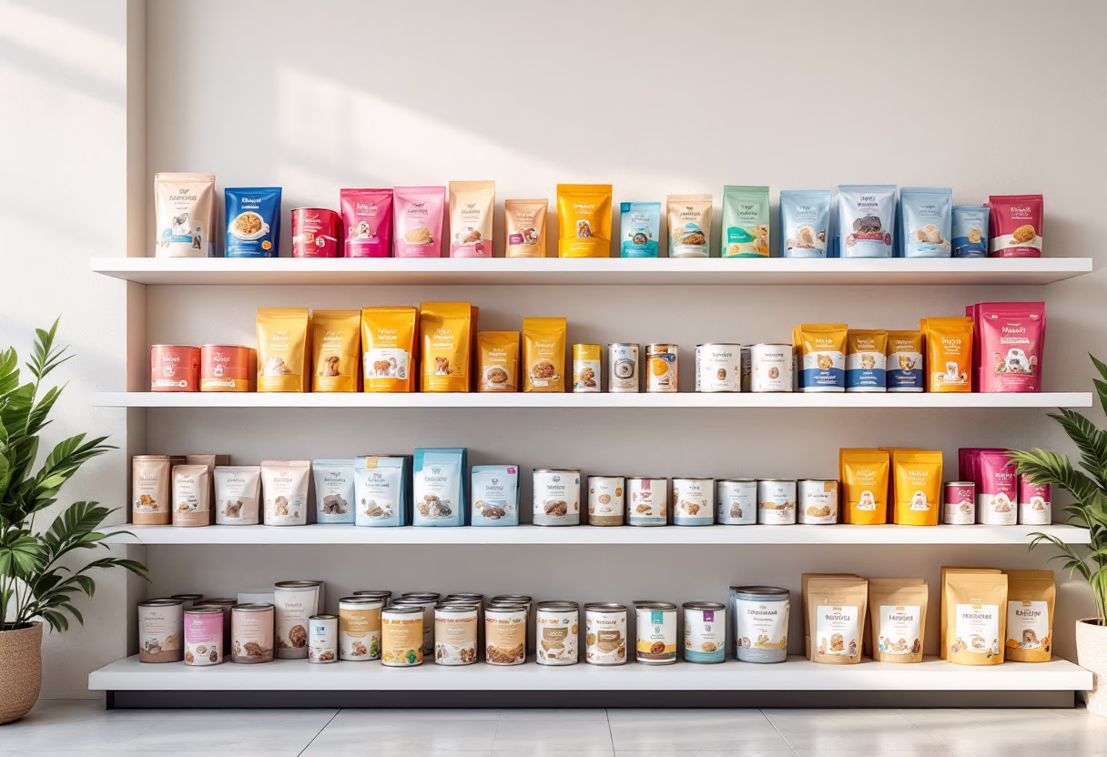 image of various pet food brands on shelves