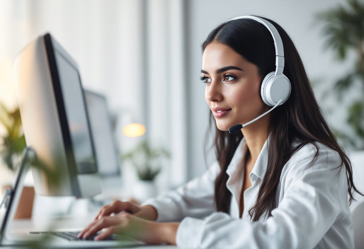 image of customer support representative on a call