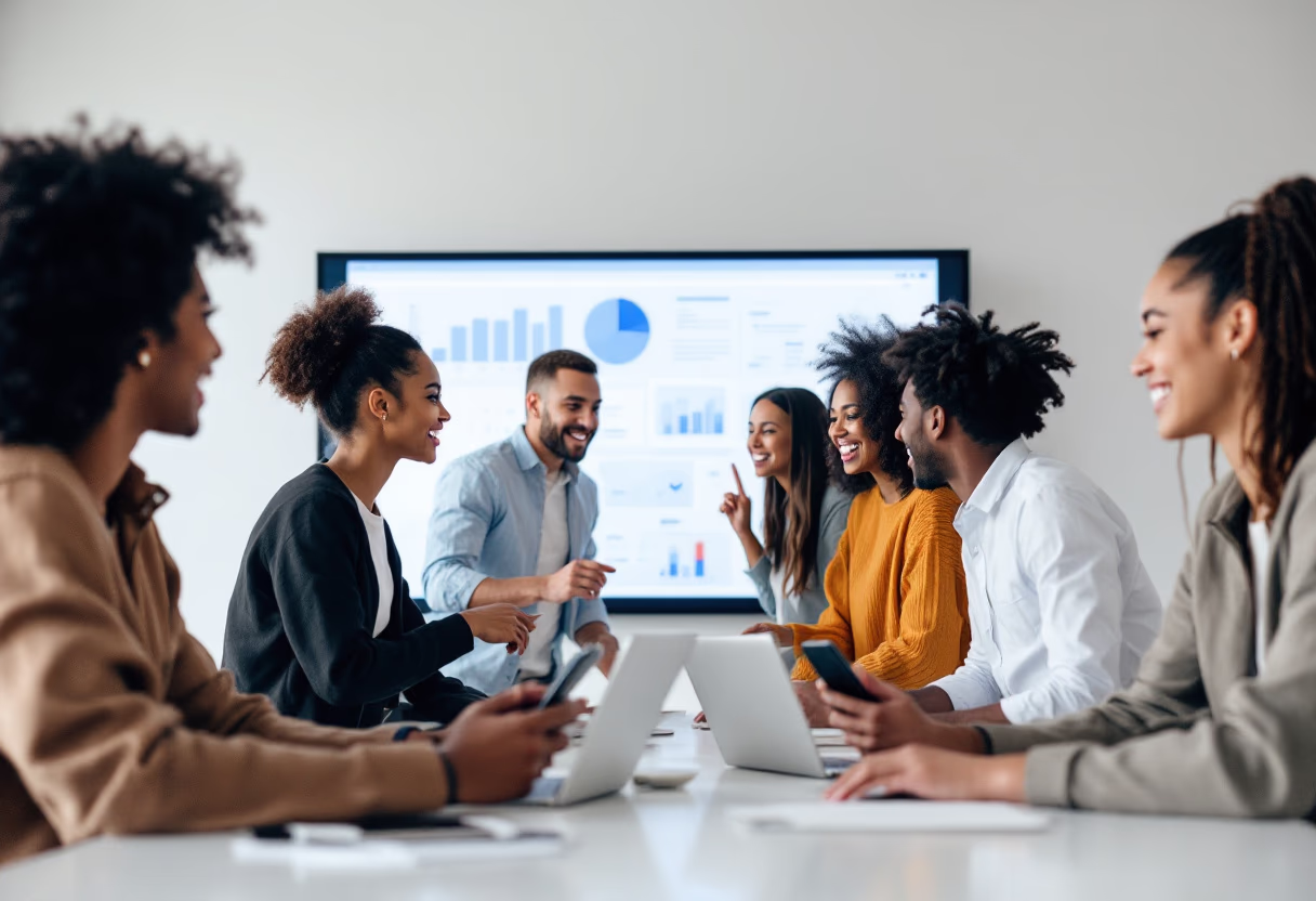 image of students collaborating on a digital project in a technology lab