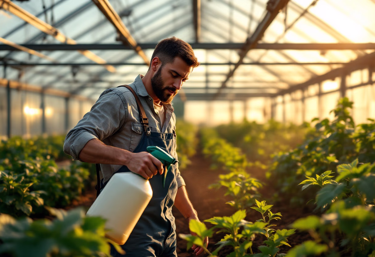 image of pest control procedures in a greenhouse for agricultural services