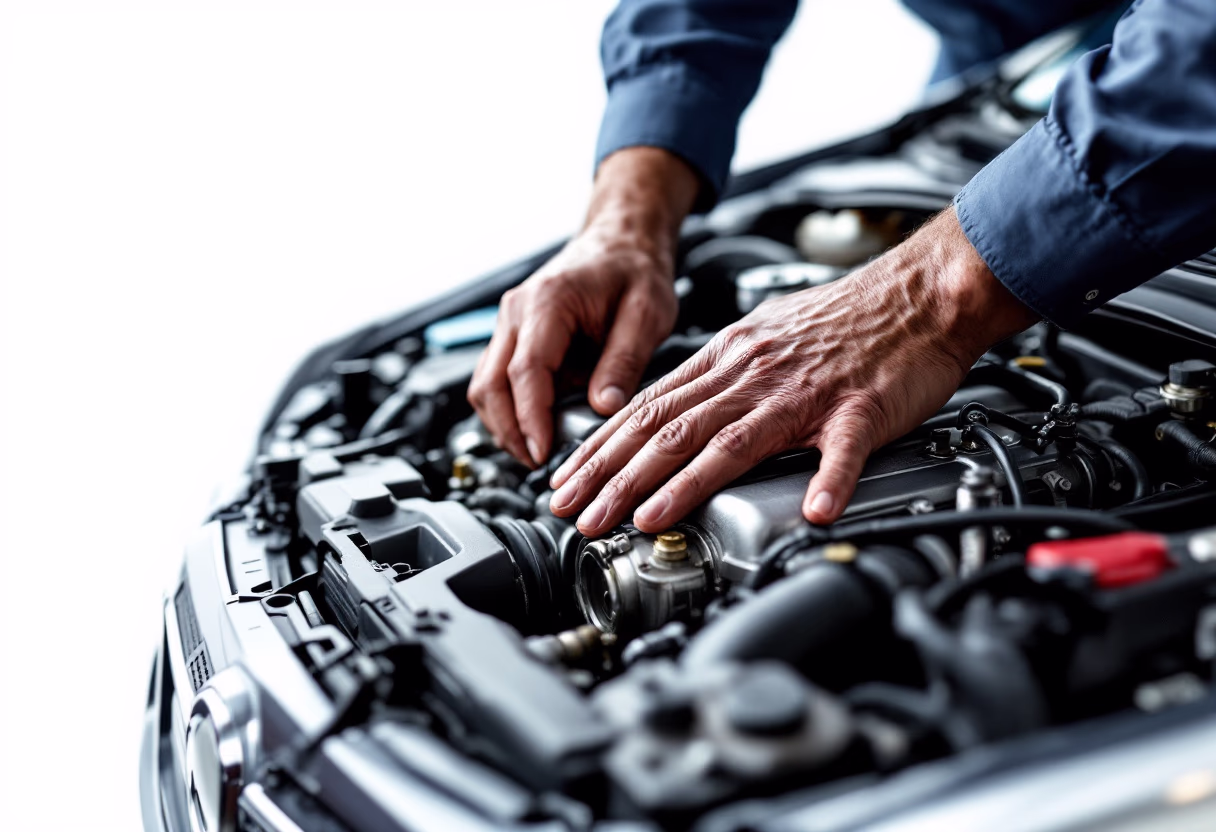 image of engine repair work