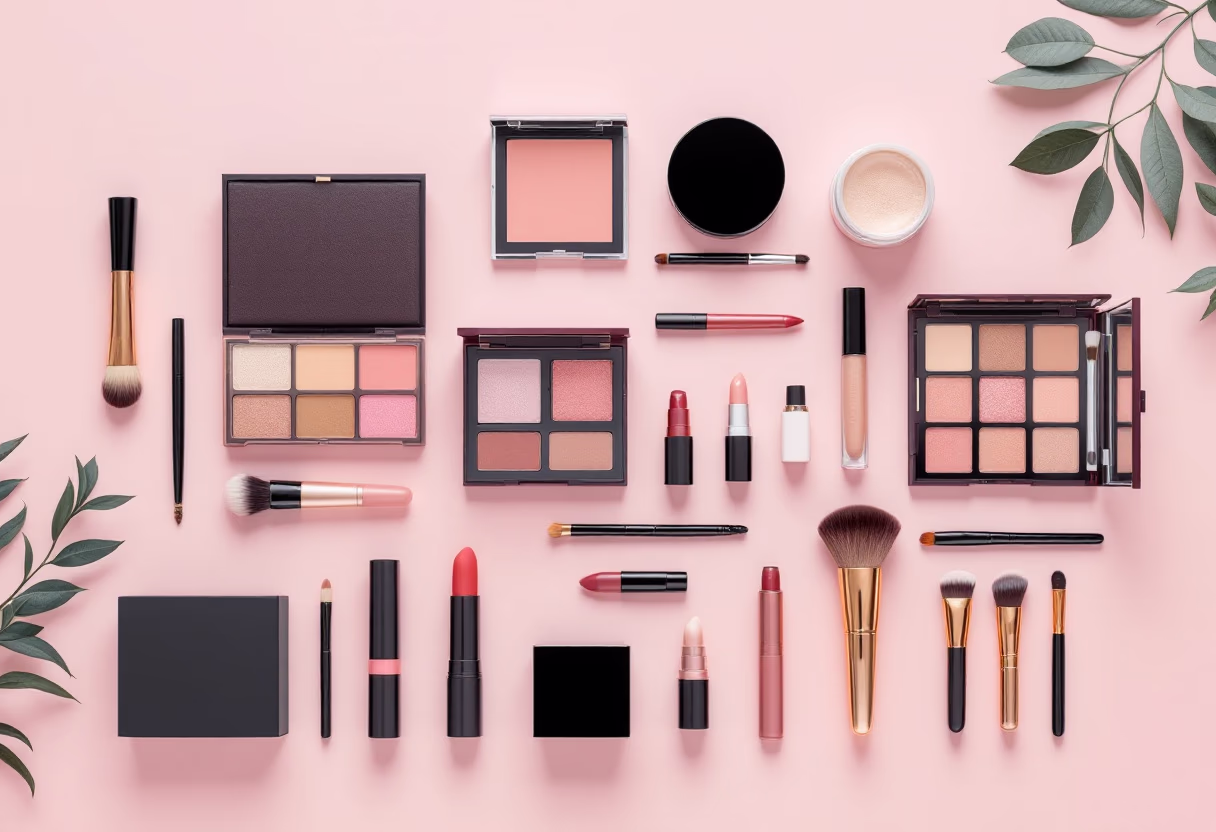 [background image] of organized makeup products