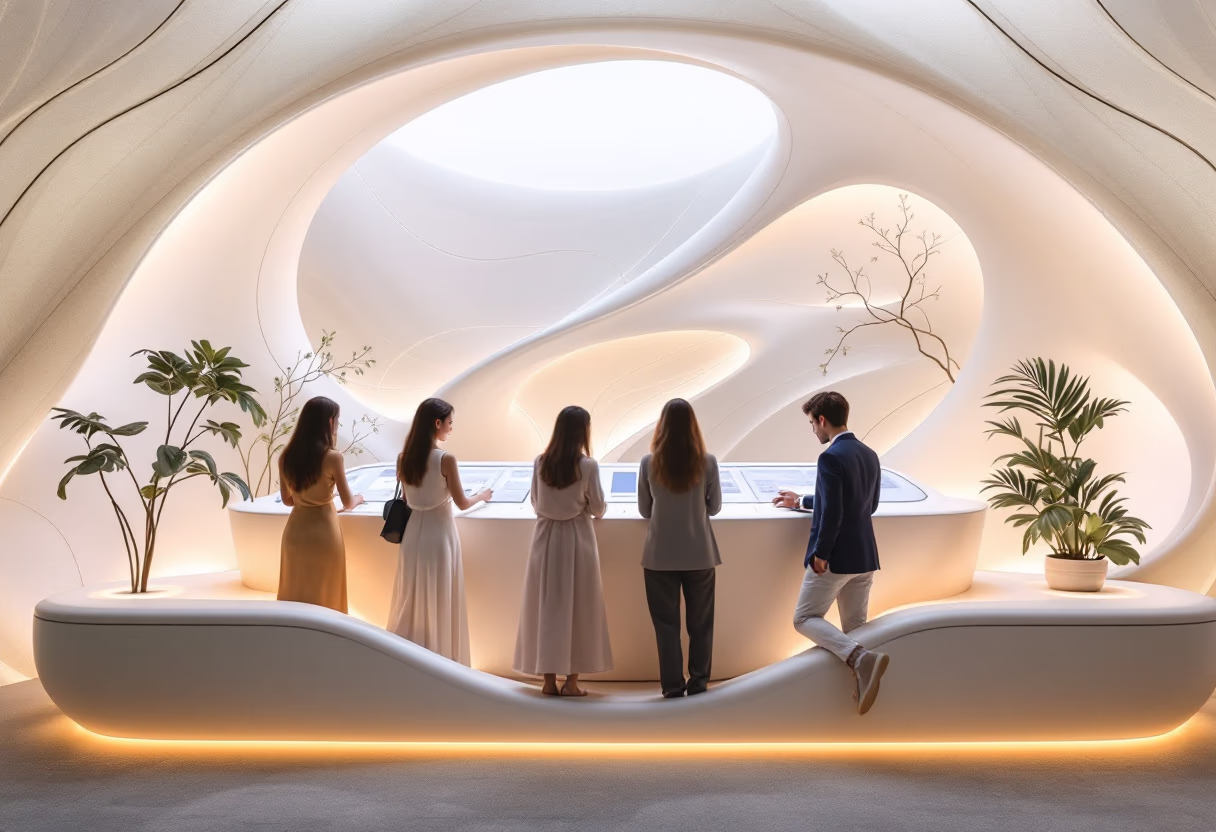 image of travel tech demonstration at a fair (for a travel tech)