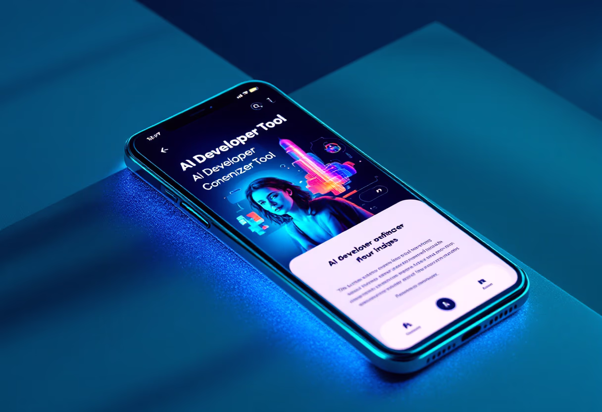 [digital project] image of a mobile device with a website loading on it (for an ai developer tools)