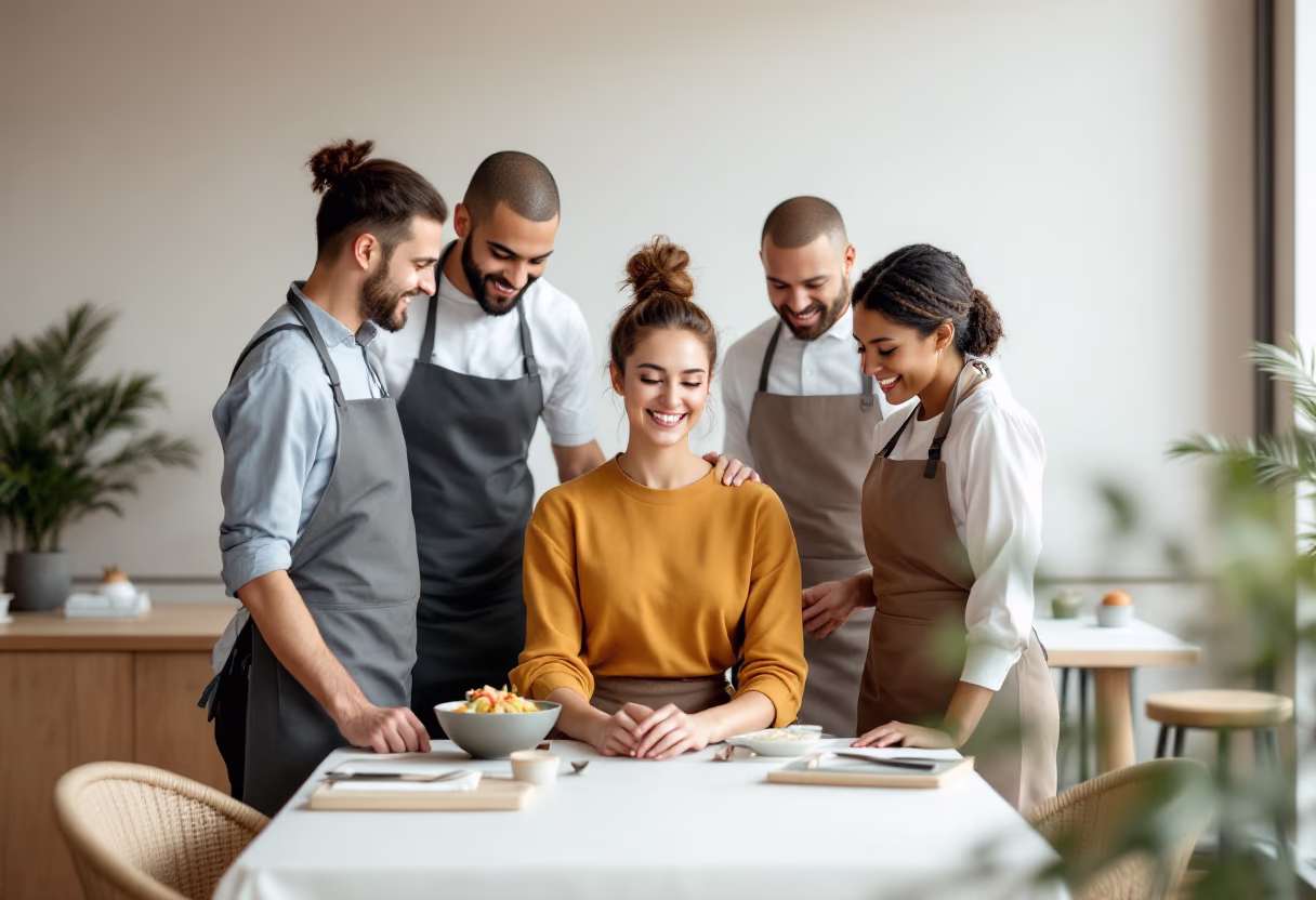 image of restaurant staff answering questions