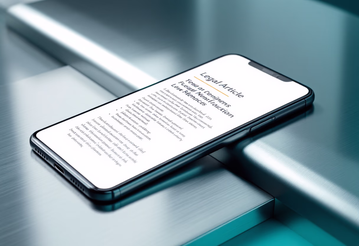 image of mobile device with legal article displayed (for a legal tech)