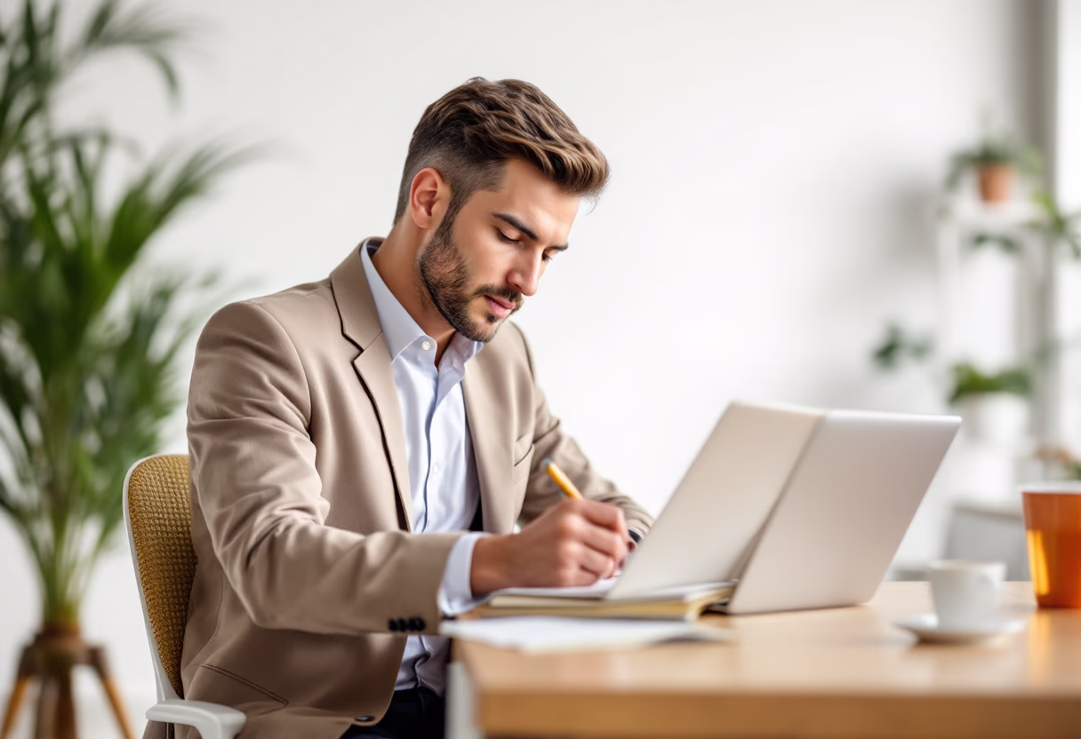 image of a person brainstorming ideas (for a productivity tools business)