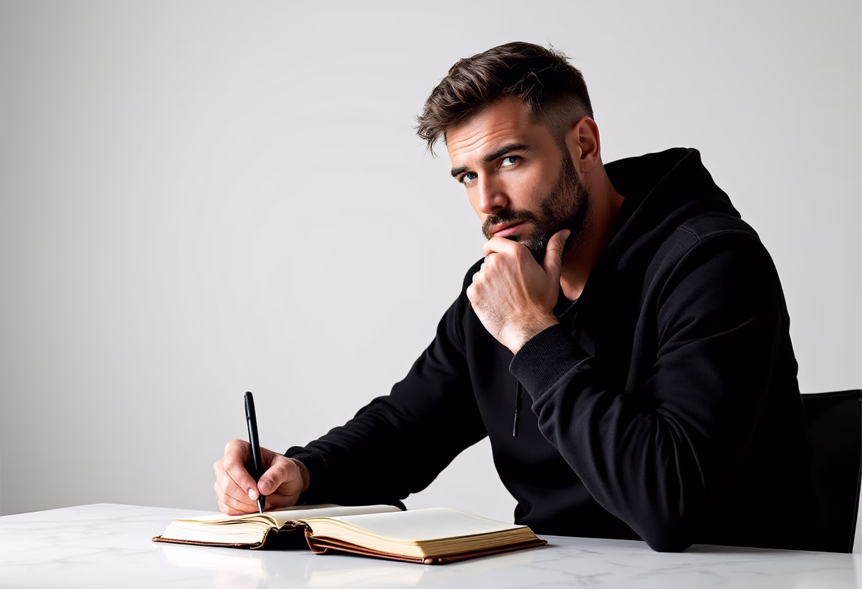 image of author brainstorming ideas