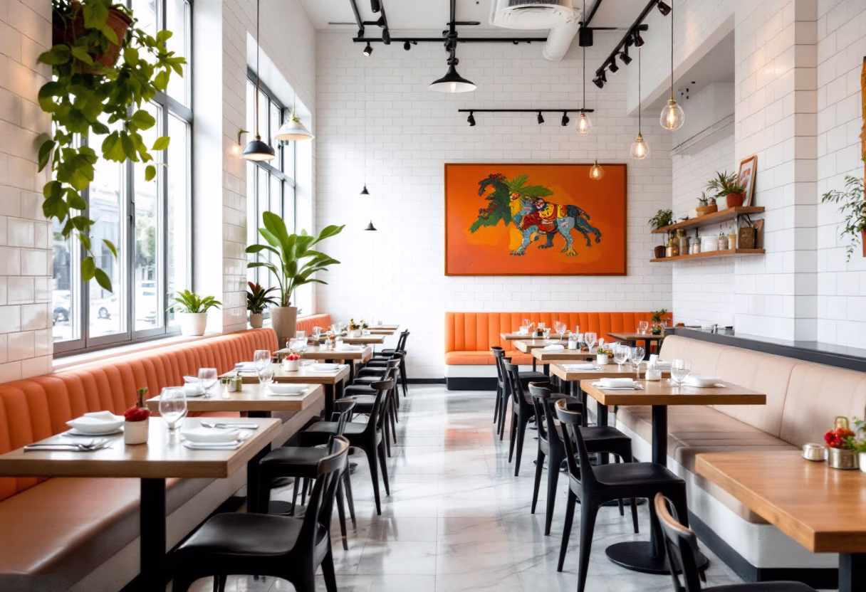 image of vibrant dining space (for a mexican restaurant)