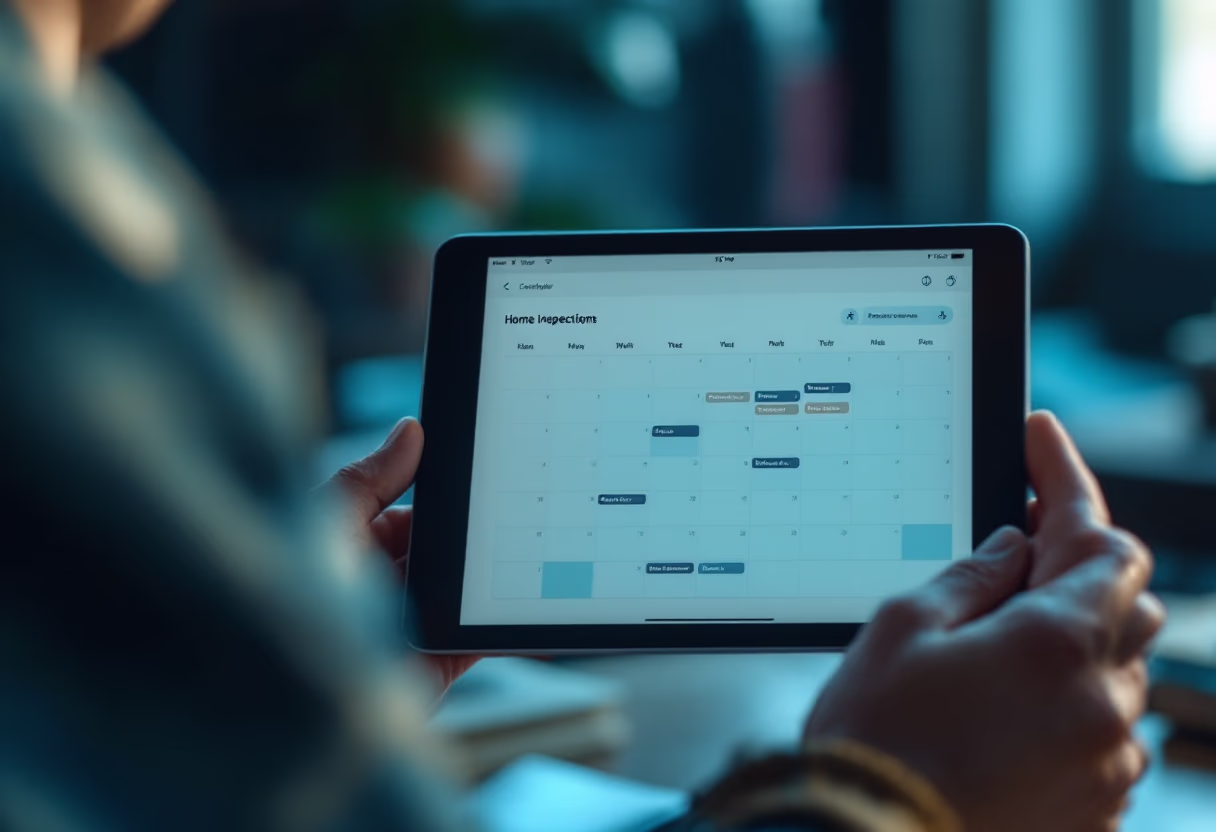 digital calendar interface on a tablet