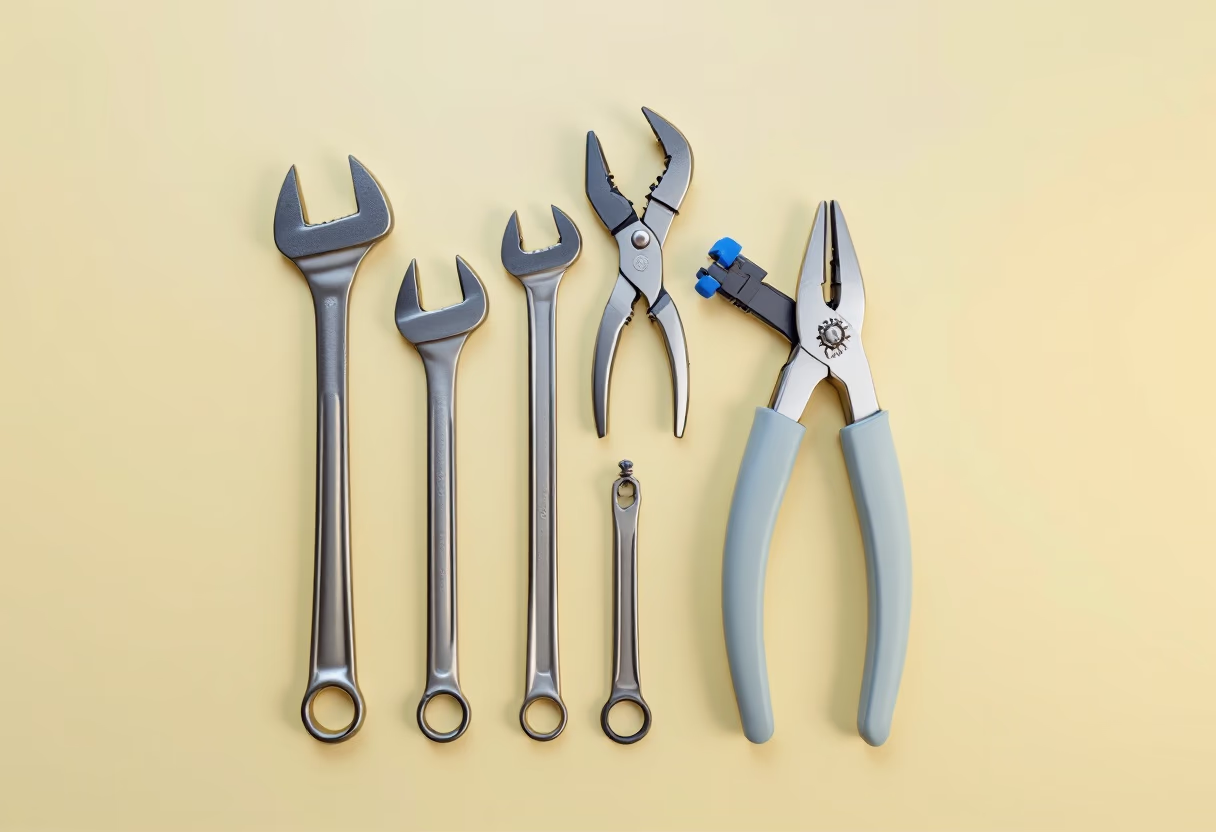 [background image] image of plumbing tools closeup (for a plumbing service).