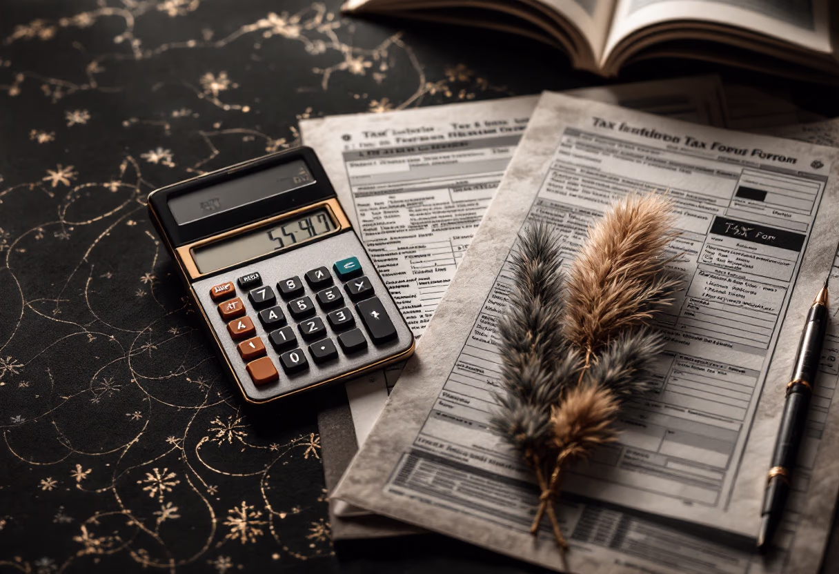 image of tax forms and calculator