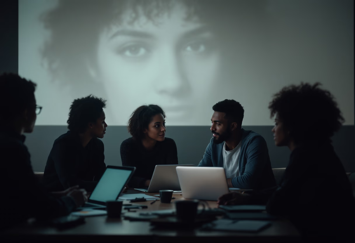 image of a teacher interacting with students using digital tools (for an edtech)