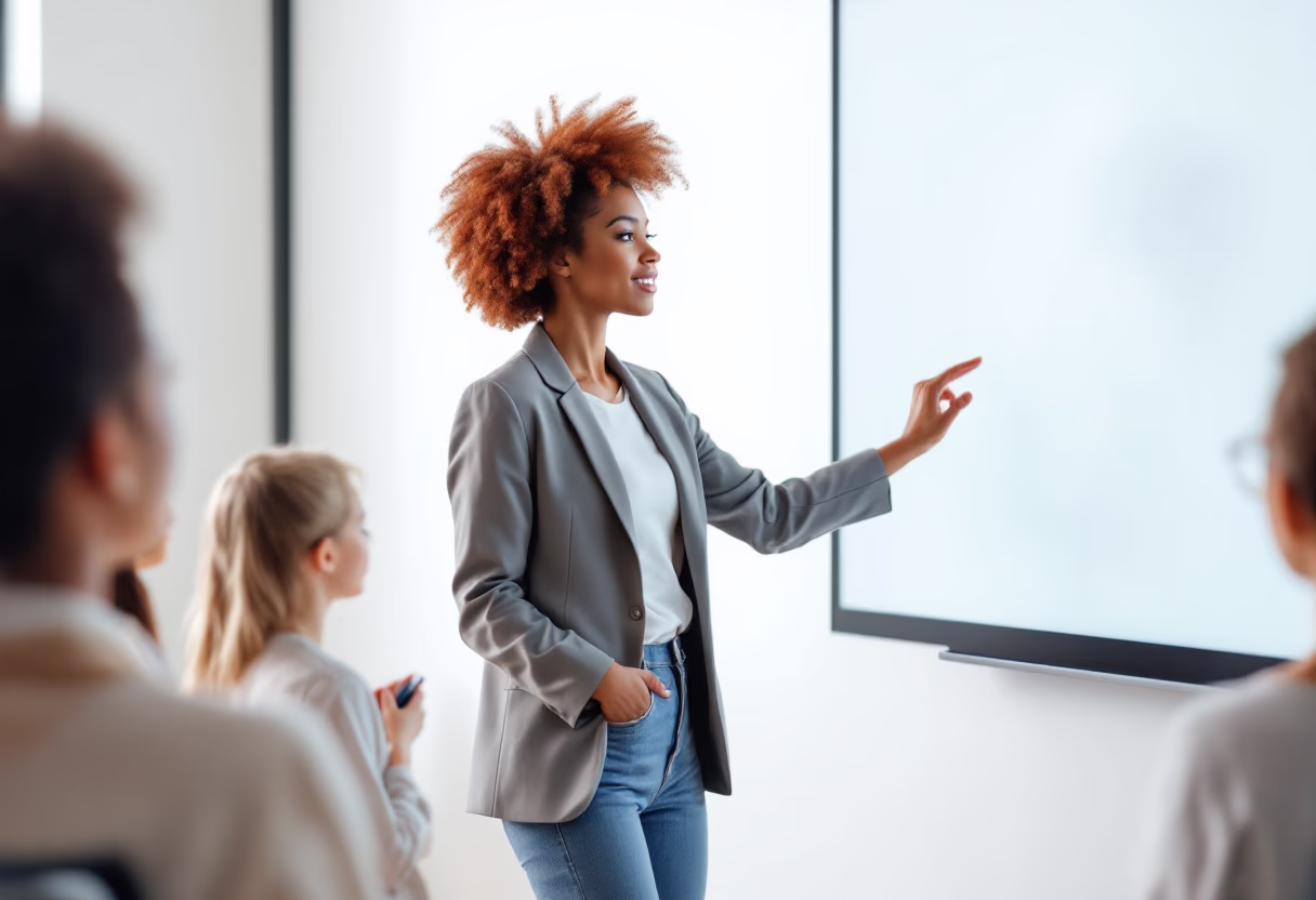 image of teacher using a smartboard (for a edtech)