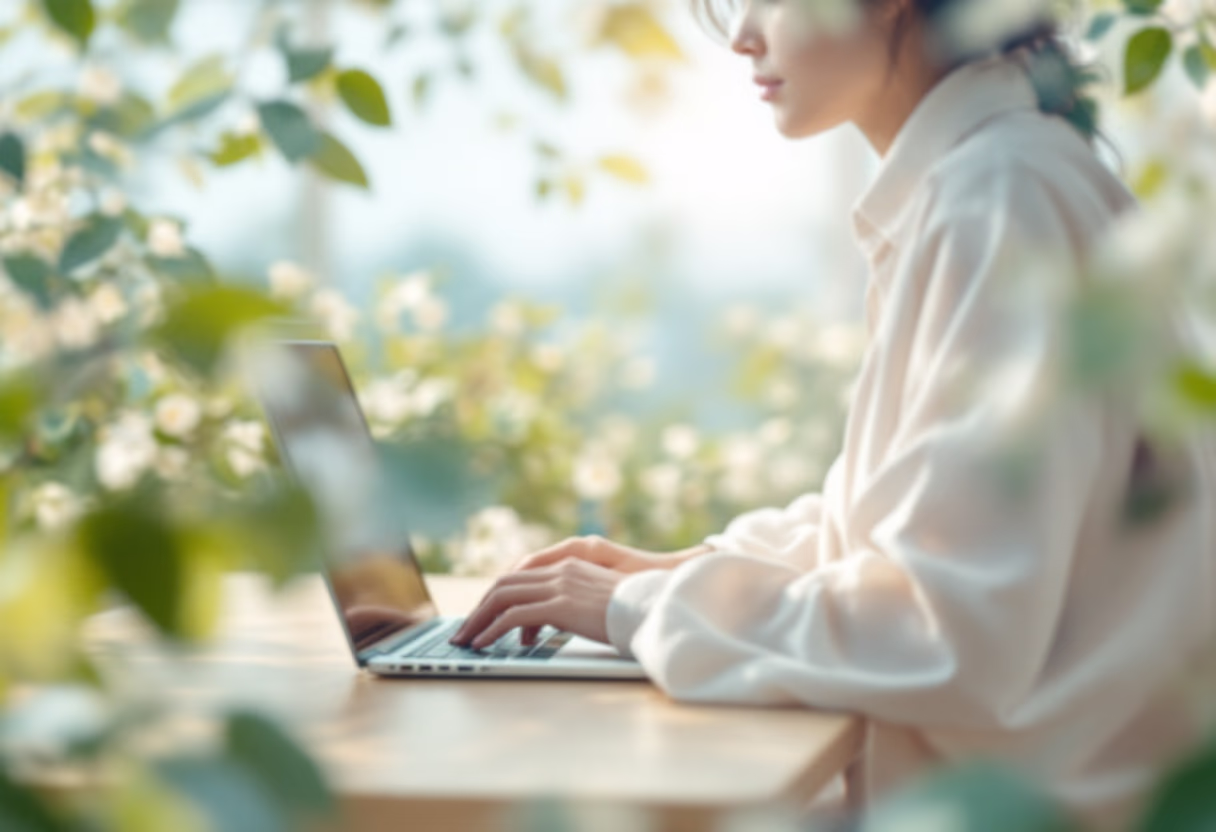 image of an individual typing on a laptop (for a productivity tools business)