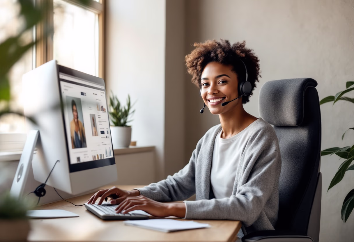 image of an individual providing support assistance for a productivity tools business