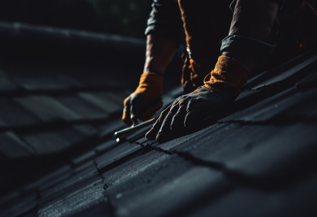 image of roofing contractor at work