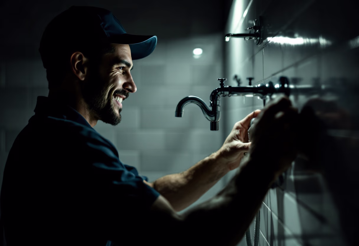 image of plumber fixing a sink