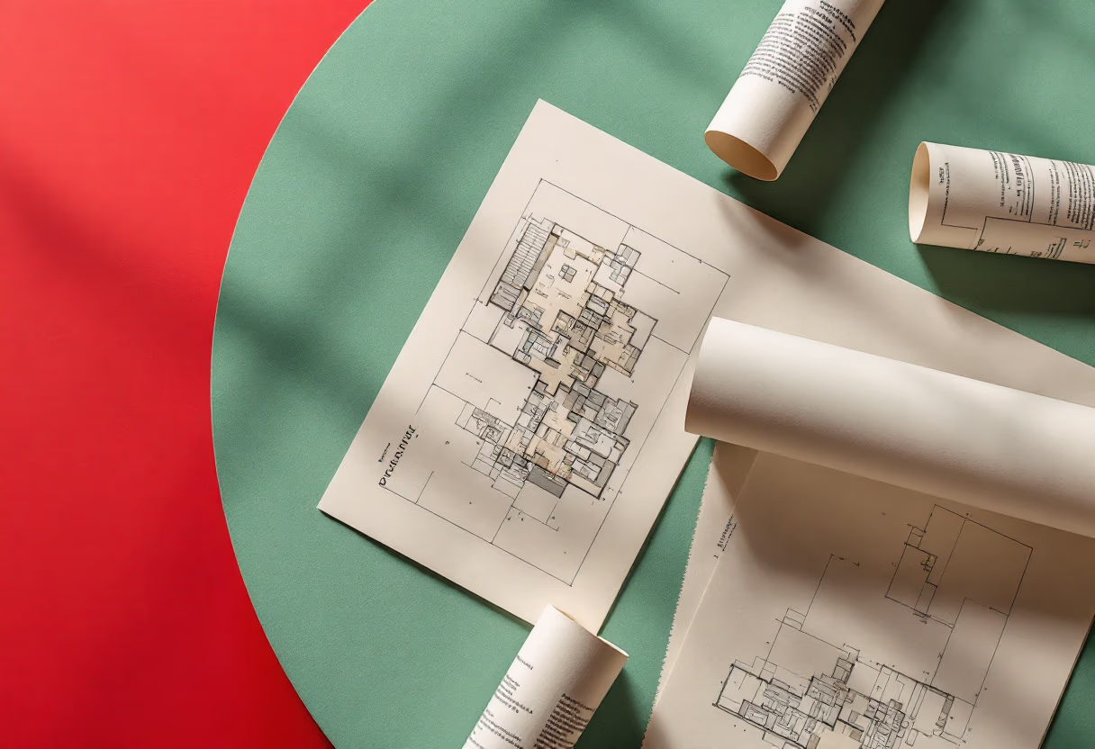 [background image] of architecture plans (for a roofing contractor)